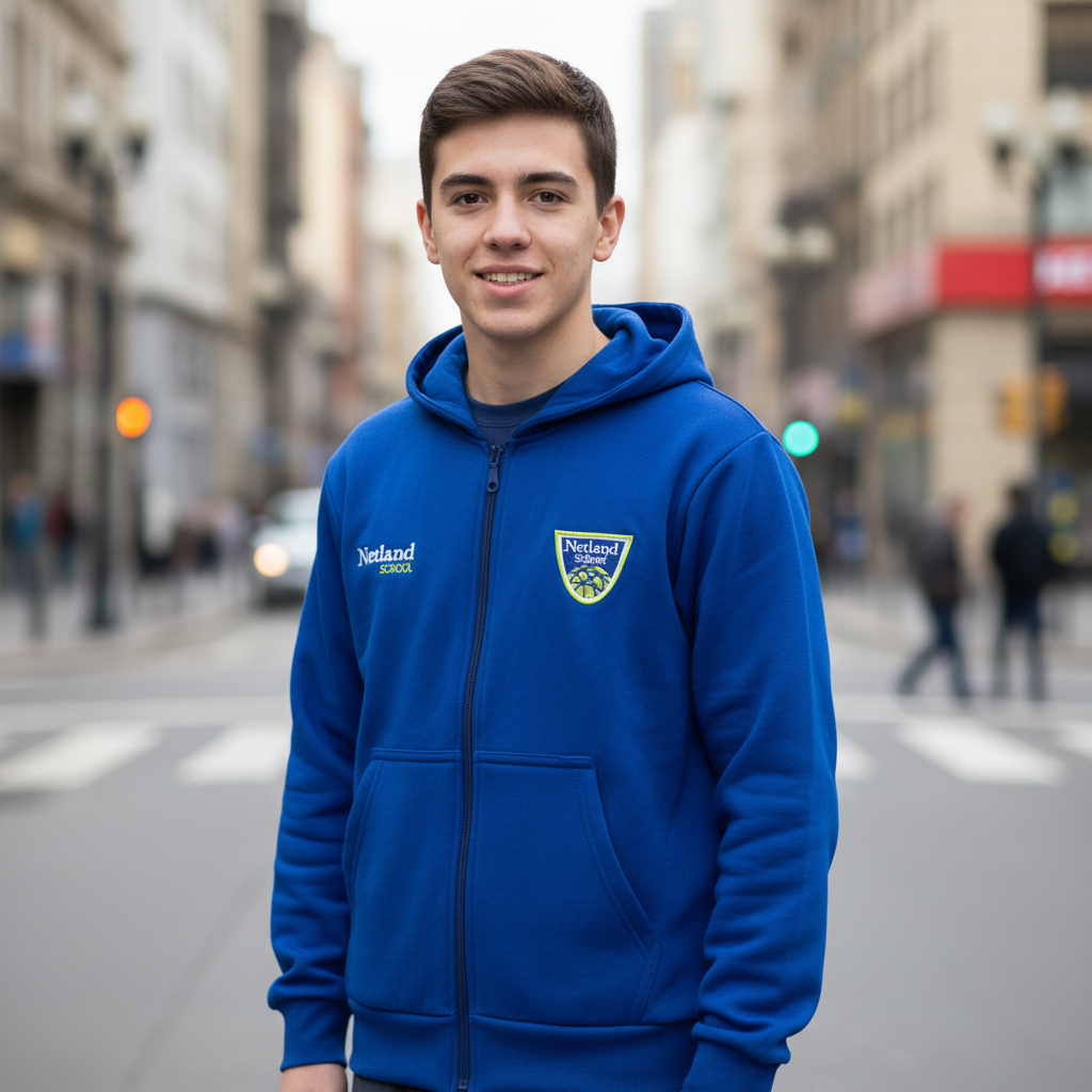 Poleron Canguro Algodón Con Cierre Netland School