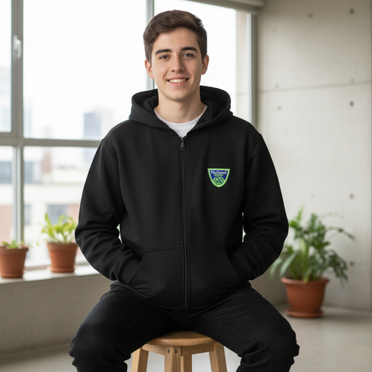 Poleron Canguro Algodon Negro Con Cierre Netland School