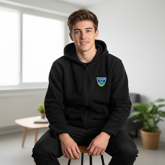 Poleron Canguro Polar Negro Con Cierre Netland School