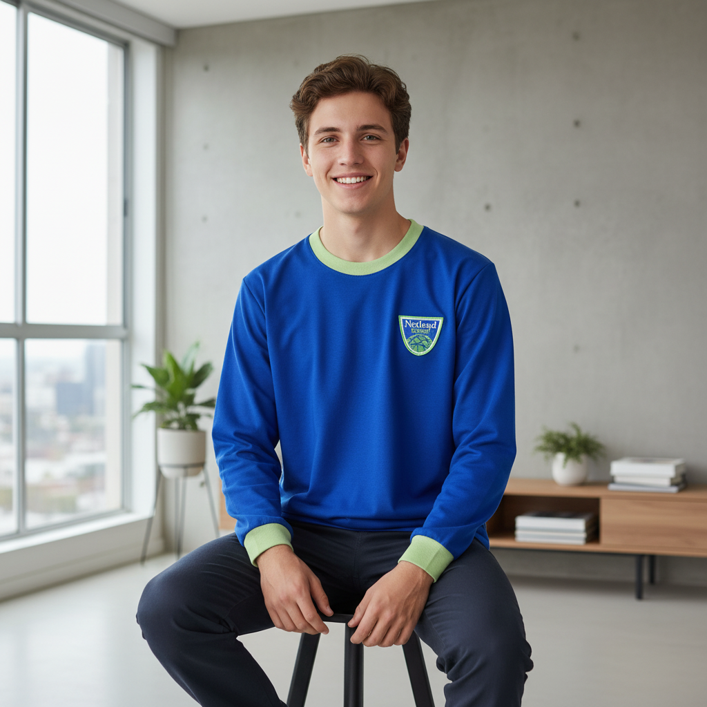 Polera Azul Manga Larga Netland School